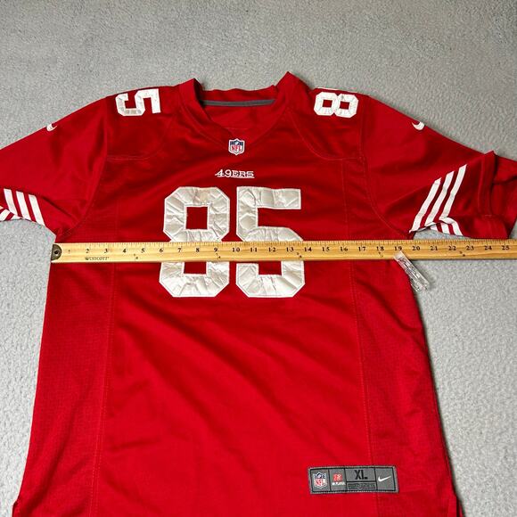 Red Vernon Davis #85 Jersey Youth XL Red Stitched San Francisco 49ers NFL‎ Nike - Picture 9 of 10
